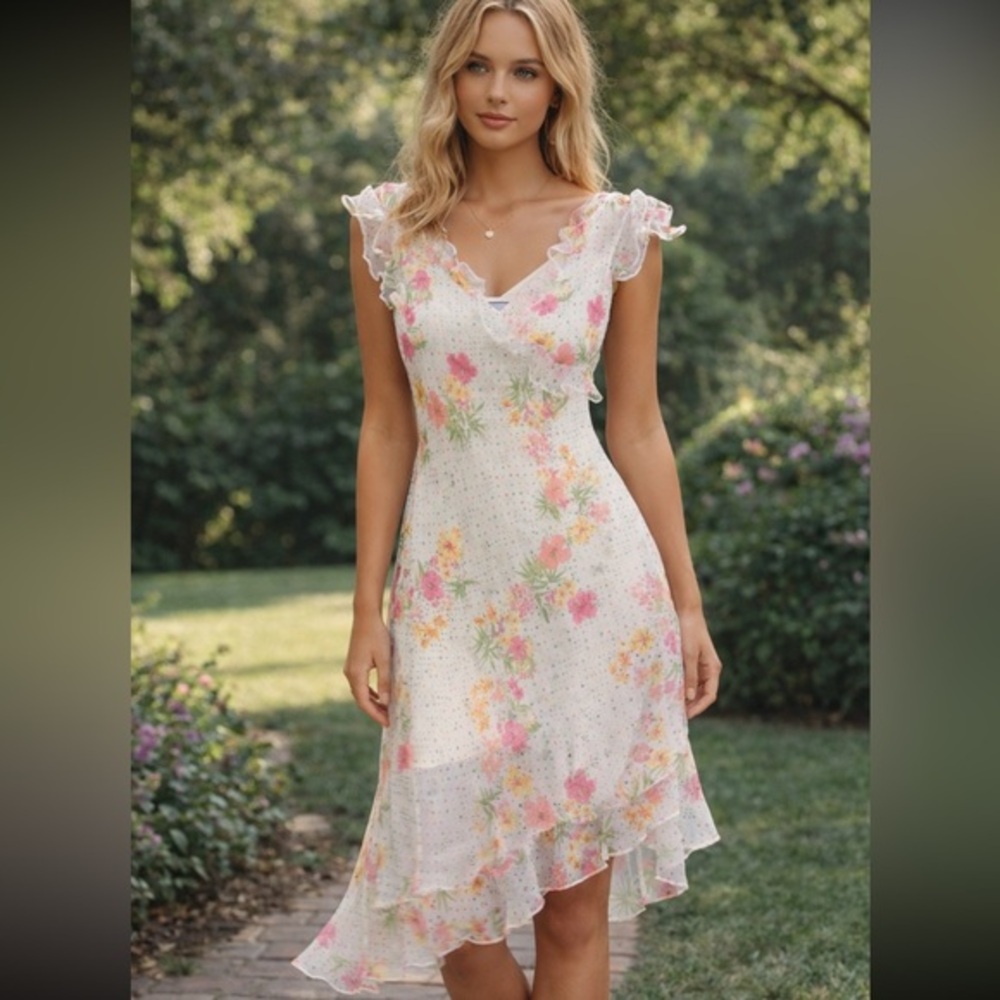 Breakin Loose Floral Dress  Whimsical Vintage 90s sz 8